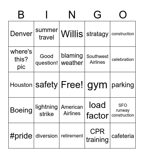 Town Hall Bingo Card