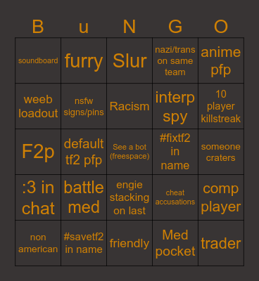 teamfort22 Bingo Card