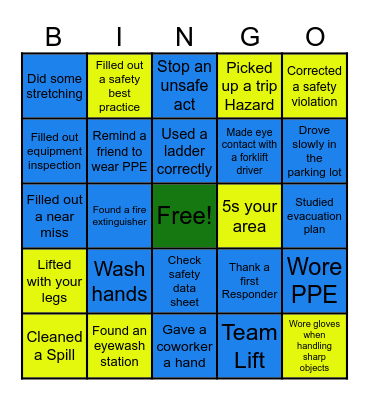 Safety Bingo Card