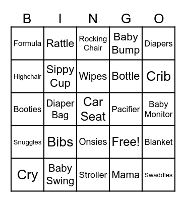 Laura & Boma's Baby Shower! Bingo Card