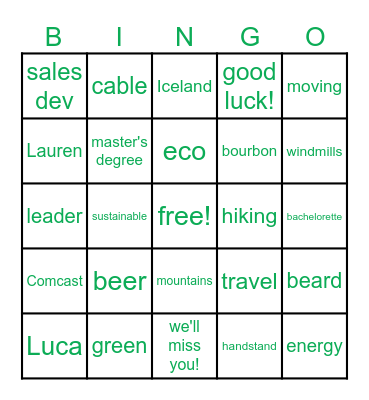 Micah Bingo Card