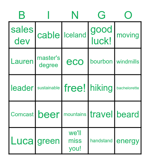 Micah Bingo Card