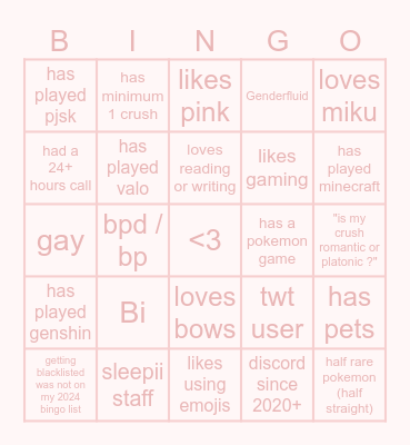 Taiga Bingo <3 Bingo Card