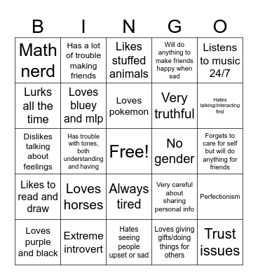 How much are you like Moxie? Bingo Card