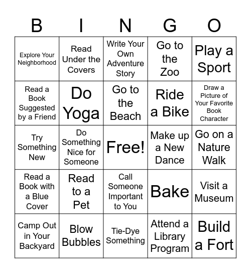 Adventure Begins at Your Library Bingo Card