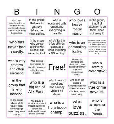 Find the Person... Bingo Card