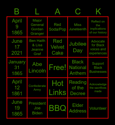 JUNETEENTH Bingo Card