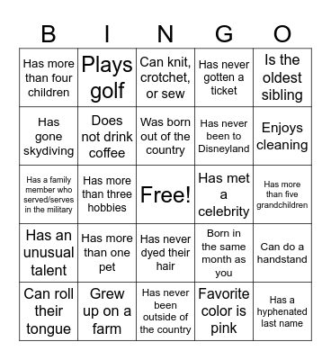 Find Someone Who..... Bingo Card