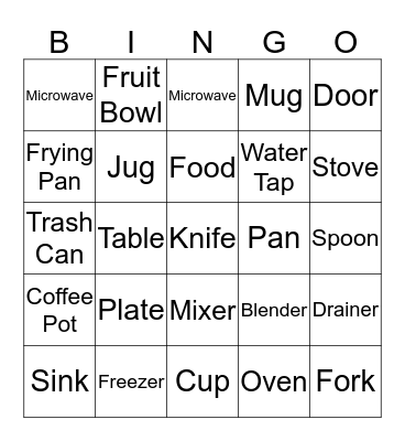 In the kitchen Bingo Card