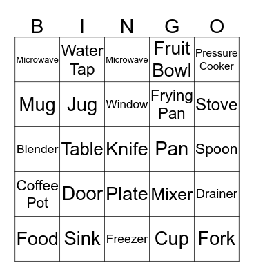 In the kitchen Bingo Card