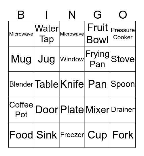 In the kitchen Bingo Card