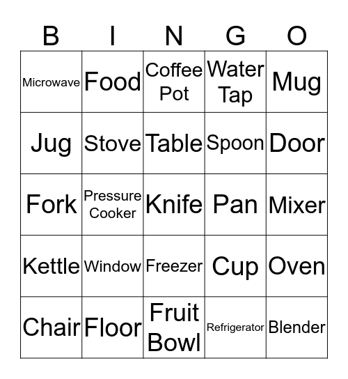 In the kitchen Bingo Card