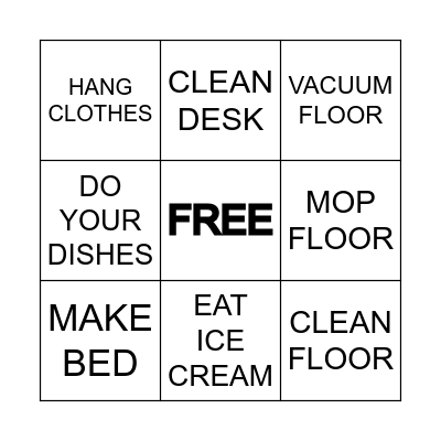 DO THOSE CHORES!!! (Air Horn Blast) Bingo Card