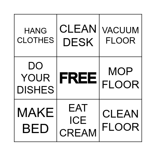 DO THOSE CHORES!!! (Air Horn Blast) Bingo Card