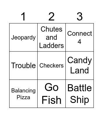 Board Game BINGO Card