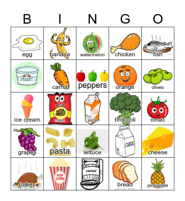 Food Bingo Card