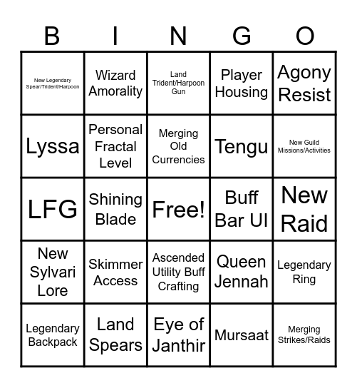 Expansion Announcement Bingo Card