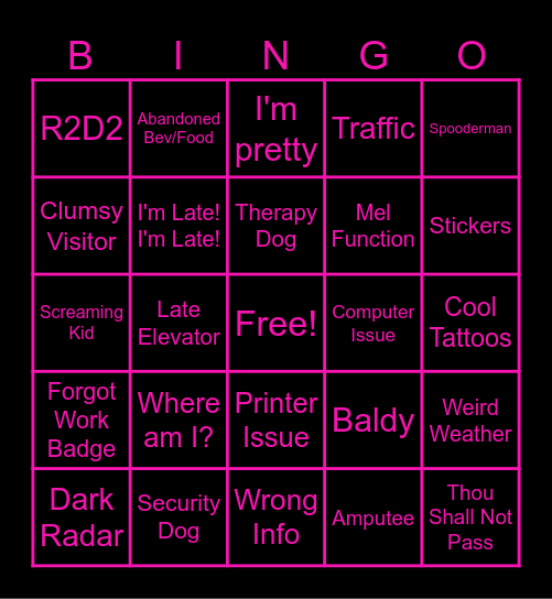 HDVCH Bingo Card