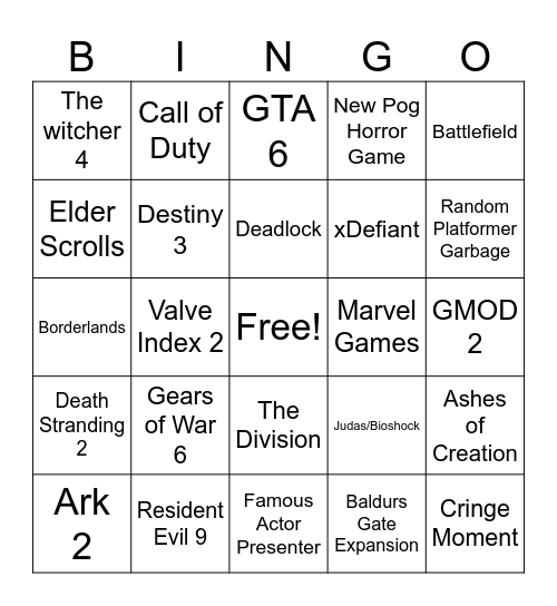 Summer Games Fest 2024 Bingo Card