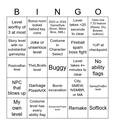 SFMB Challenge Mode BINGO! (all difficulties) Bingo Card