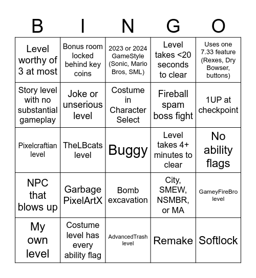 SFMB Challenge Mode BINGO! (all difficulties) Bingo Card