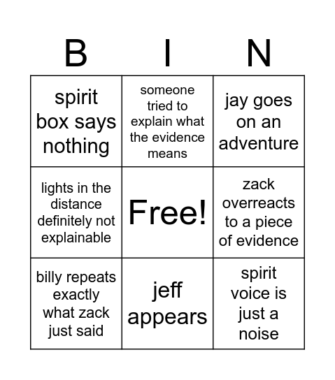 GAC Bingo Card