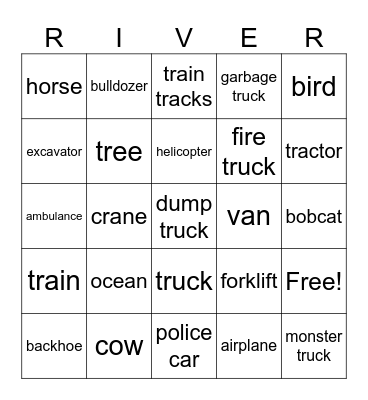 River Sees Bingo Card