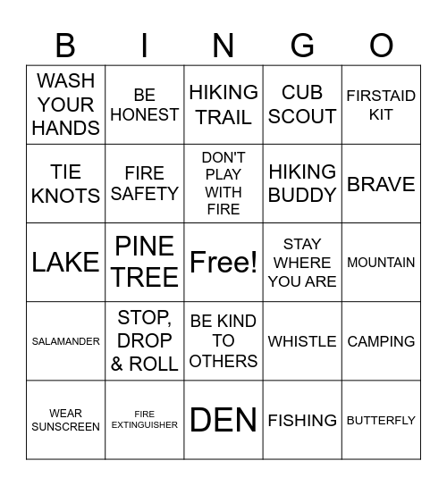 WOLF DEN Bingo Card