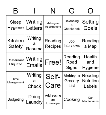 DIY Living BINGO Card