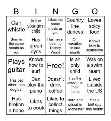 ICEBREAKER BINGO Card
