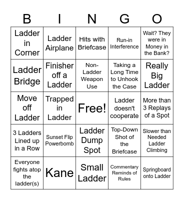 Money in the Bank Bingo Card