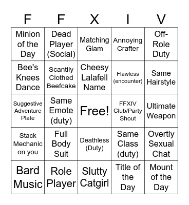 FFXIV Bingo Scavenger Hunt Bingo Card