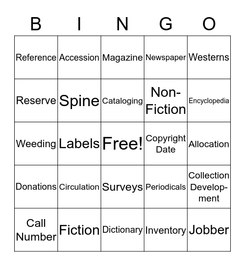 Library Bingo Card