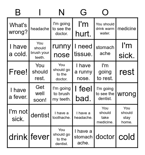 I Have A Headache Bingo Card