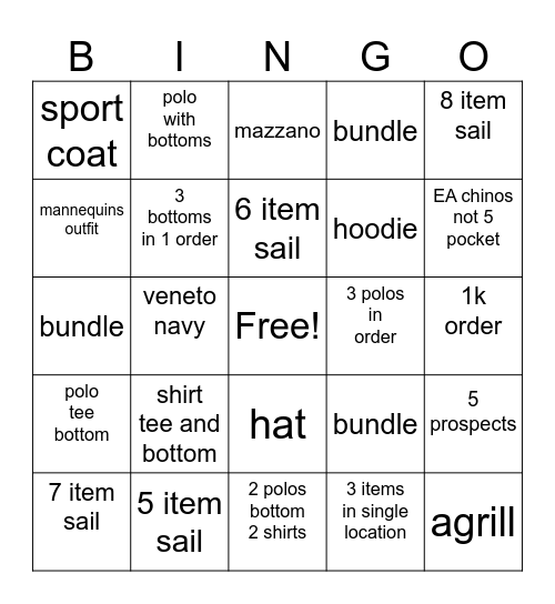 UNTUCKit Bingo Card