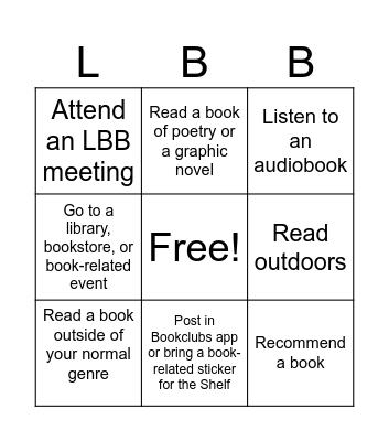 LBB Summer Reading Bingo Card
