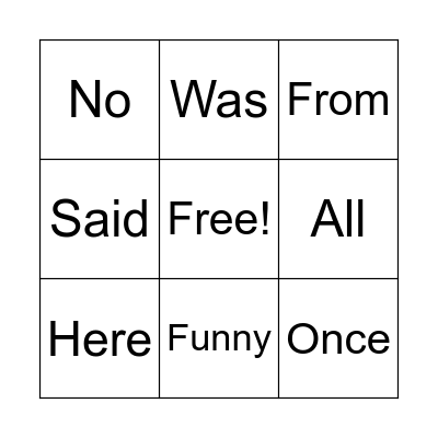 Tricky Word Bingo Card