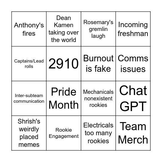 Someone mentions... Bingo Card