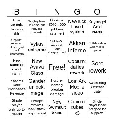 LOAON 2024 Bingo Card