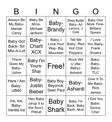 Baby Music! Bingo Card