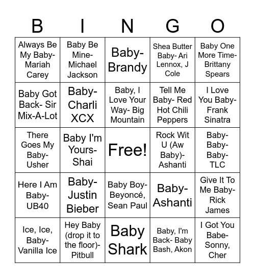 Baby Music! Bingo Card