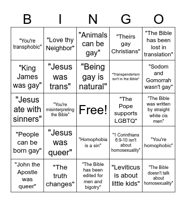 LGBTQ Bingo Card