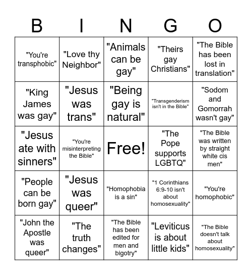 LGBTQ Bingo Card