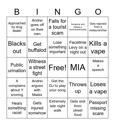 Andrei Bingo Card