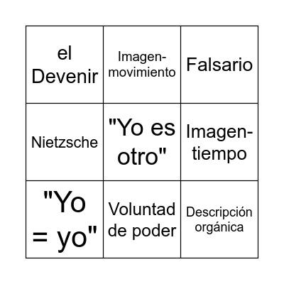 LAS POTENCIAS DE LO FALSO Bingo Card