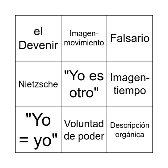 LAS POTENCIAS DE LO FALSO Bingo Card