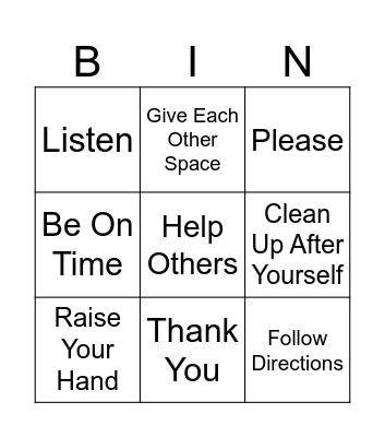 Respect Bingo Card