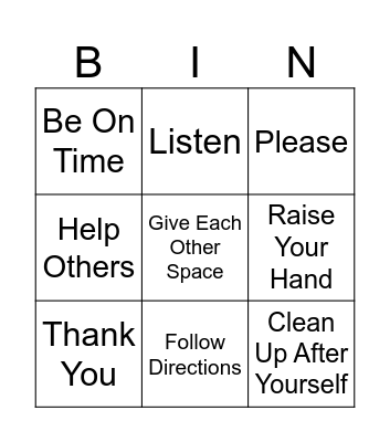 Respect Bingo Card
