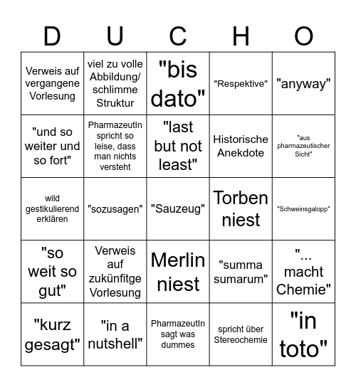 Ducho Bingo 4 Bingo Card