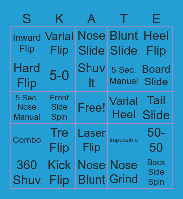 Skate Bingo Card